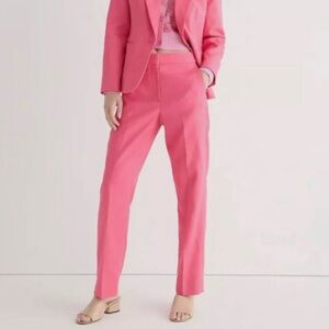 ▫️J.Crew Womens Kate Straight Leg Trouser Pants Stretch Linen Blend Pink